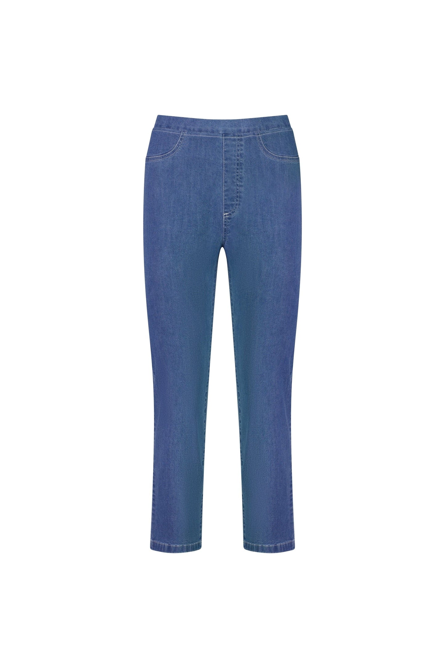 Slim Leg 7/8 Length Lightweight Denim Pull on - Mid Wash