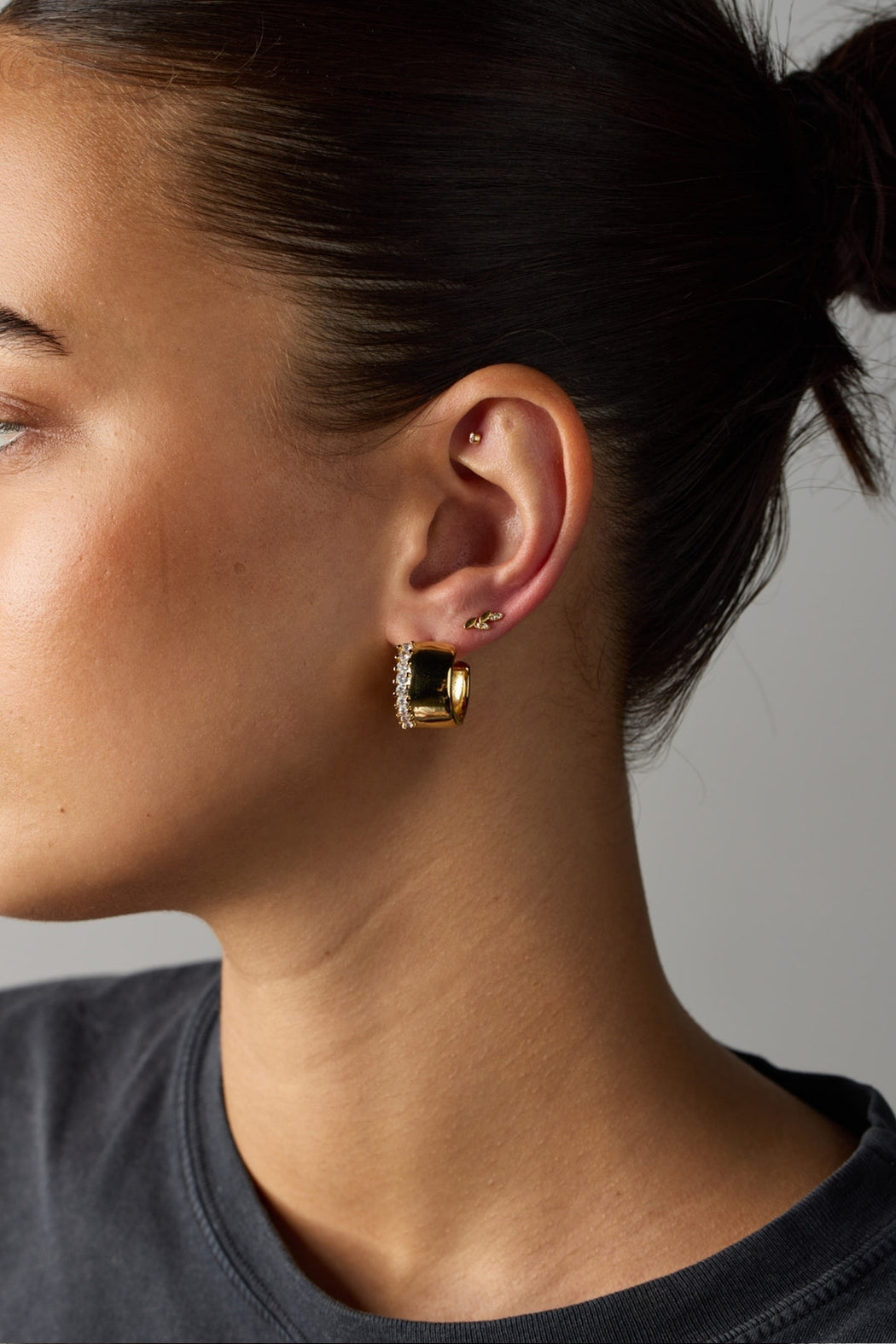 Crystal Leaf Stud Earring - Gold - Catani Clothing
