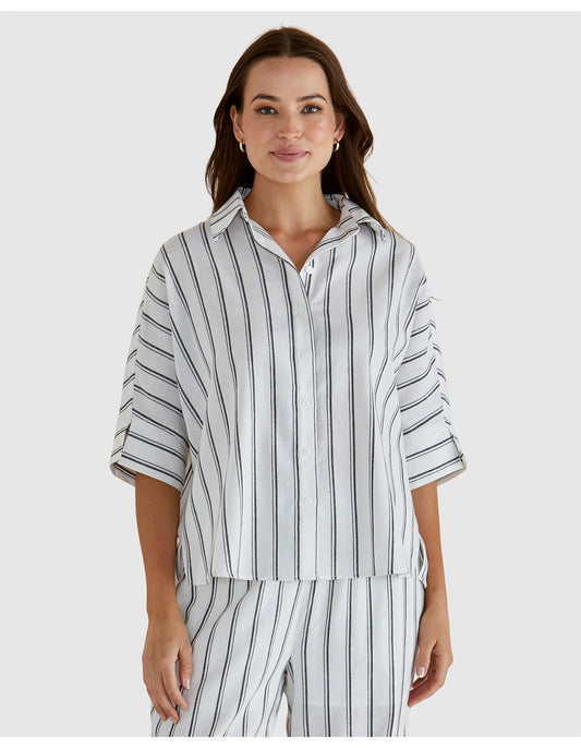 Lynwood Shirt - Black / White Stripe