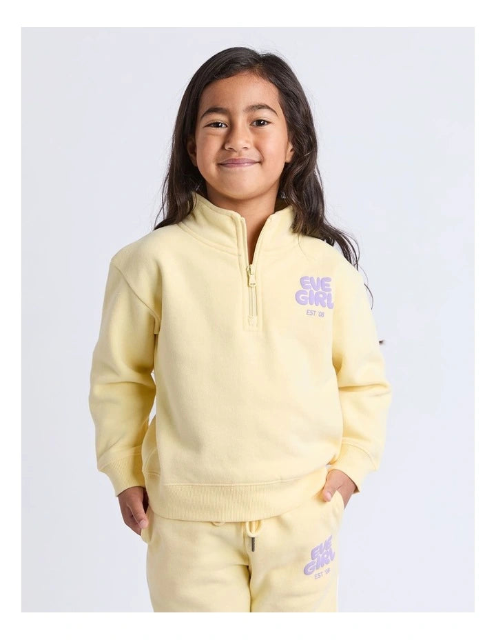 Eve Girl Sports Club 1/4 Zip Jumper - Lemon (Sizes 8-16)