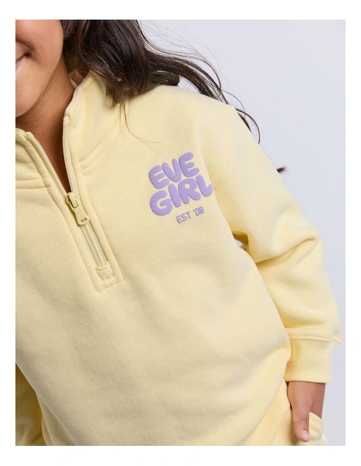 Eve Girl Sports Club 1/4 Zip Jumper - Lemon (Sizes 8-16) (view 4)