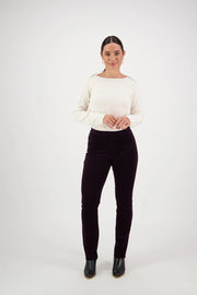 Narrow Leg Full Length Pinwale Cord Pant with Fly - Mulberry - Catani Clothing
