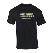 Sorry I'm Late Grumpy Tee - Black - Catani Clothing