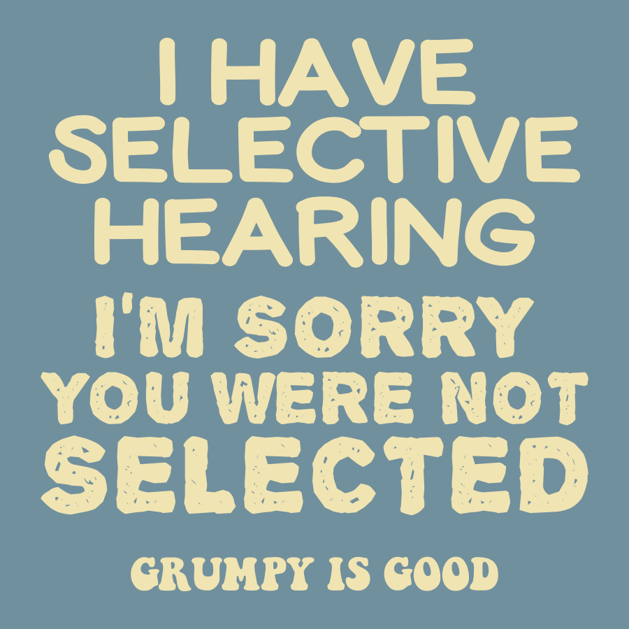 Selective Hearing tee in stone blue - print detail