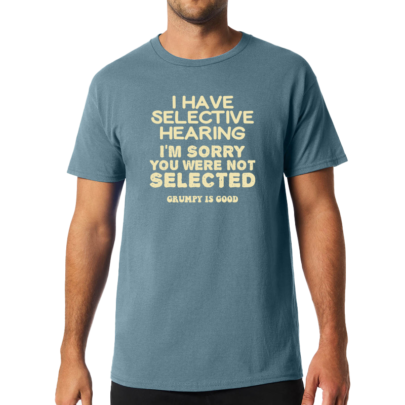 Selective Hearing tee in stone blue - front