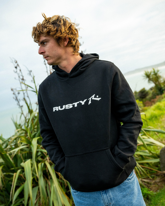 Vital Rusty Hooded Graphic Fleece - Black White