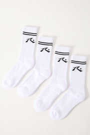 Comp Mid Calf 4-Sock Pack - White - Catani Clothing