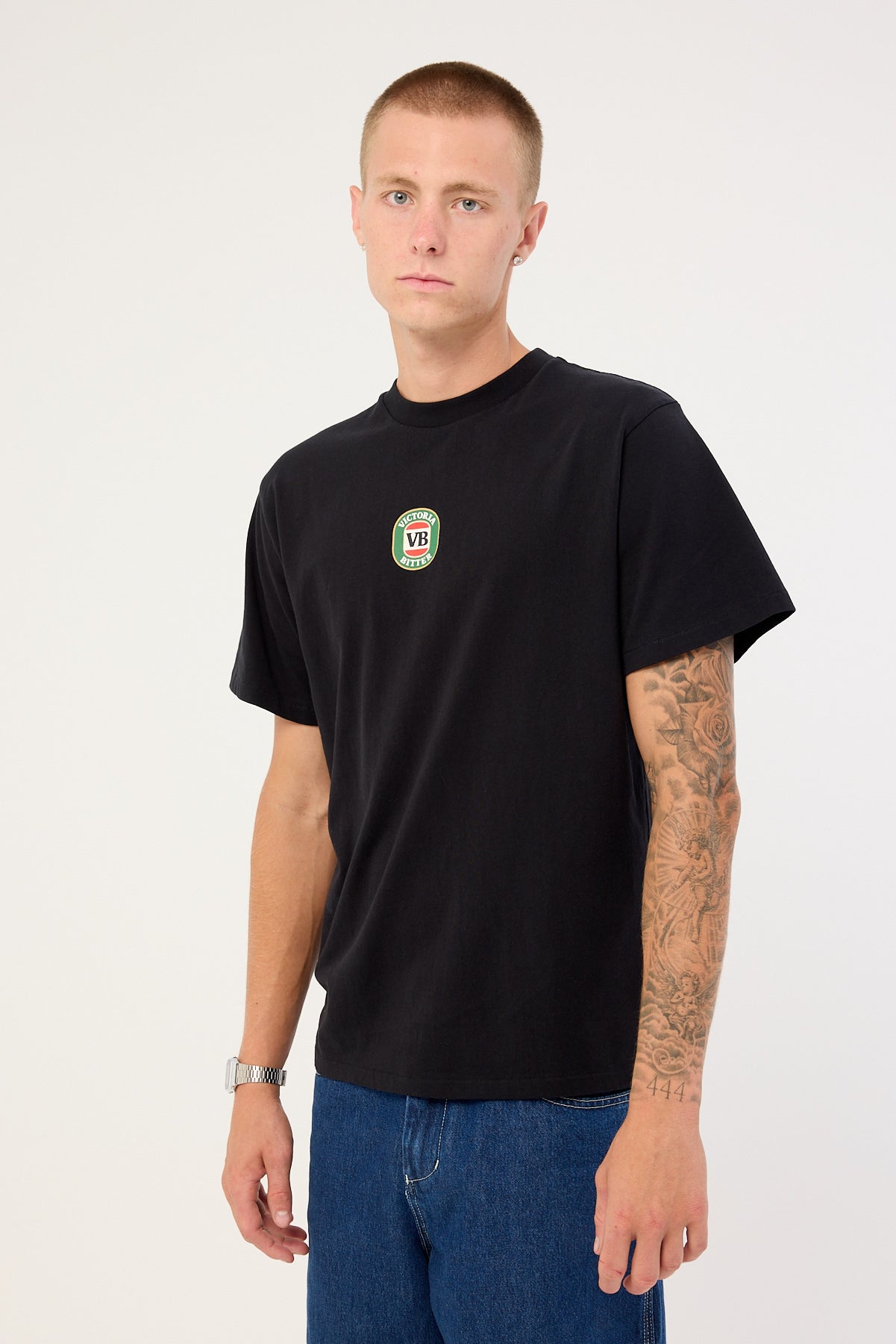 VB Retro Logo Tee in washed black - back