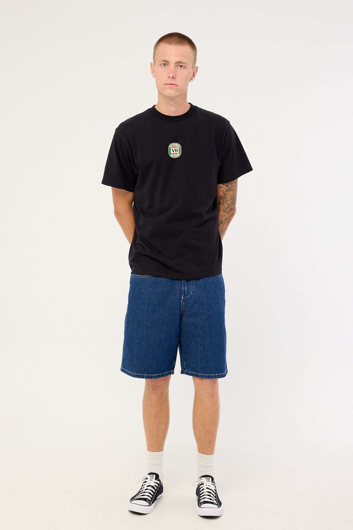 VB Retro Logo Tee in washed black - detail