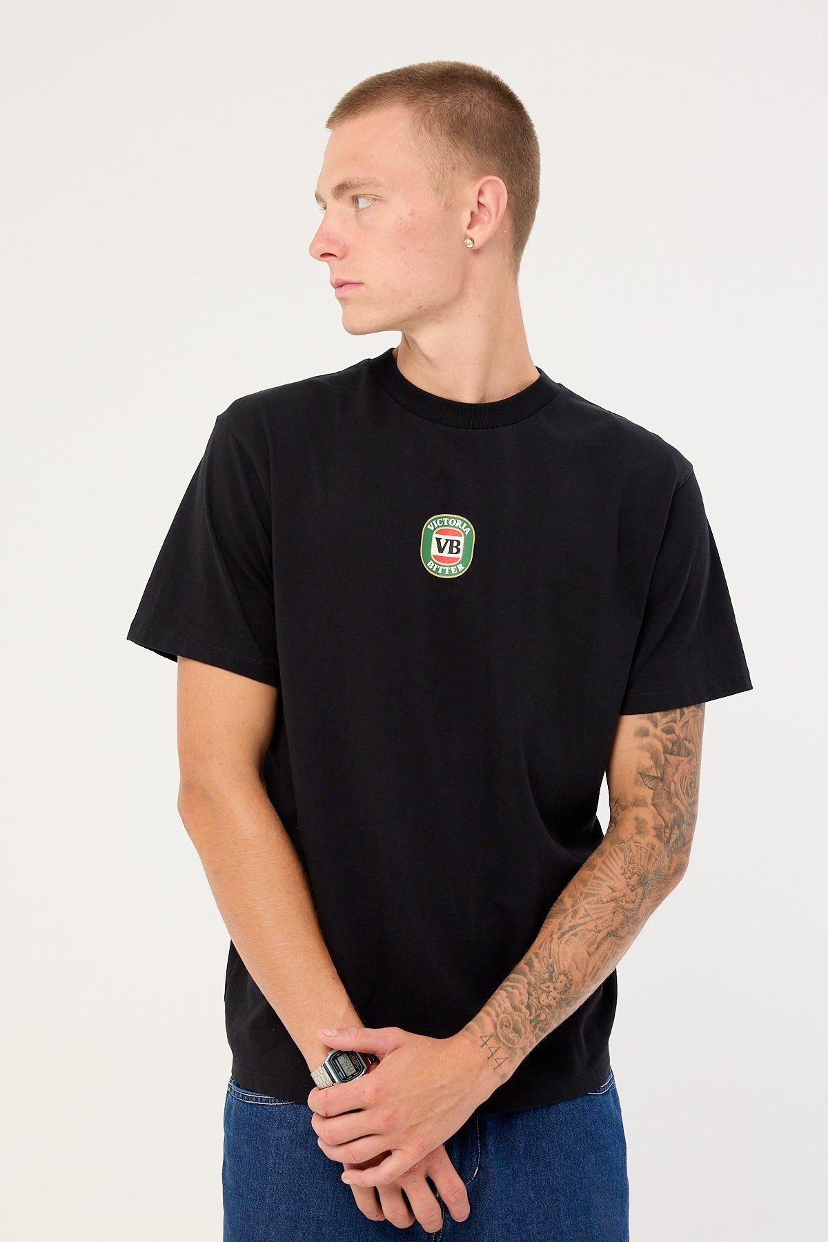 VB Retro Logo Tee in washed black - worn