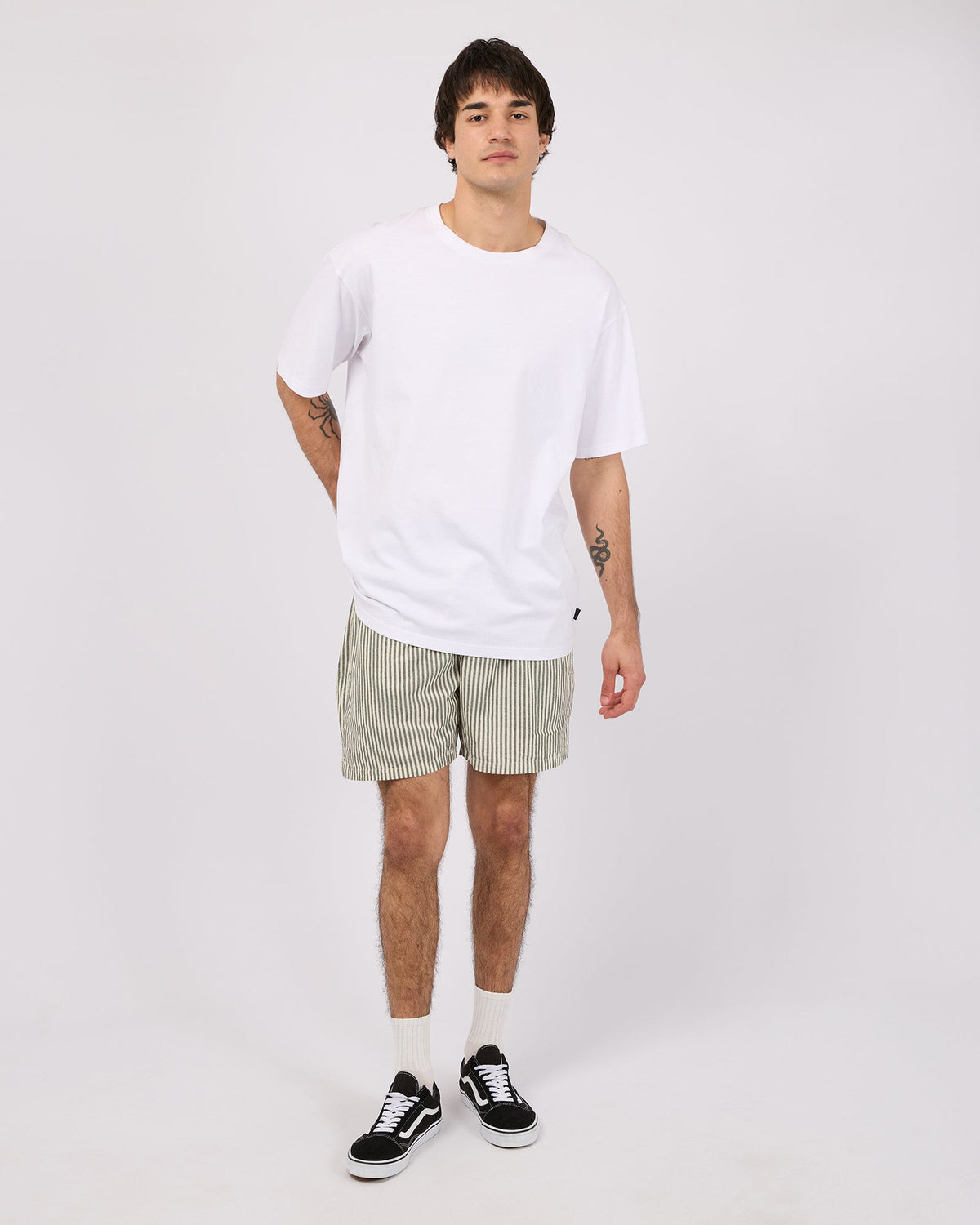 Silent Theory Stripe Linen Short Sage back
