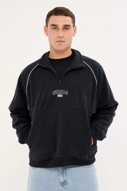 Thrill Of Victory Raglan Quarter Zip Polar Fleece - Faded Black - Catani Clothing