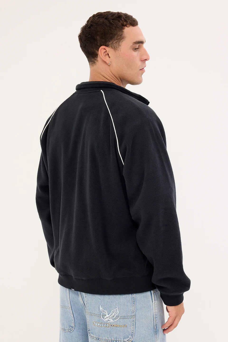 Thrill Of Victory Raglan Quarter Zip Polar Fleece - Faded Black - Catani Clothing