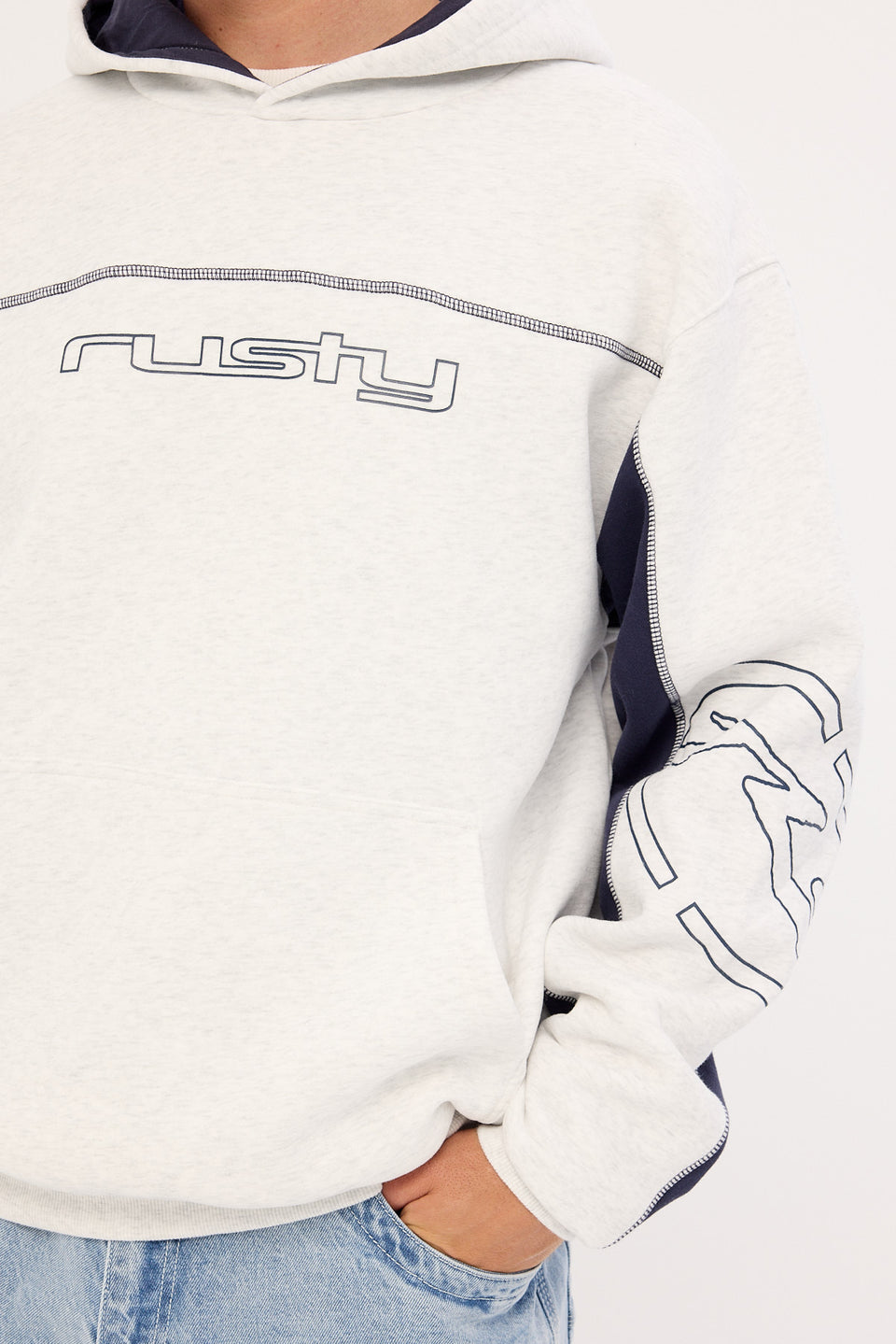 Titan Hooded Fleece - Ecru Marle - Catani Clothing