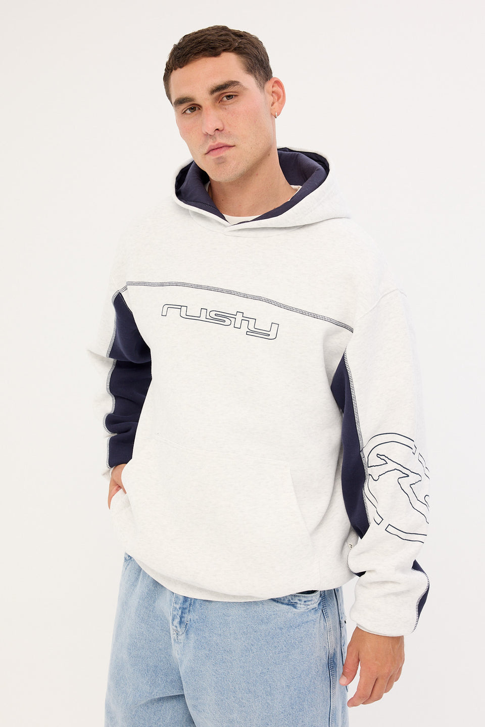 Titan Hooded Fleece - Ecru Marle - Catani Clothing