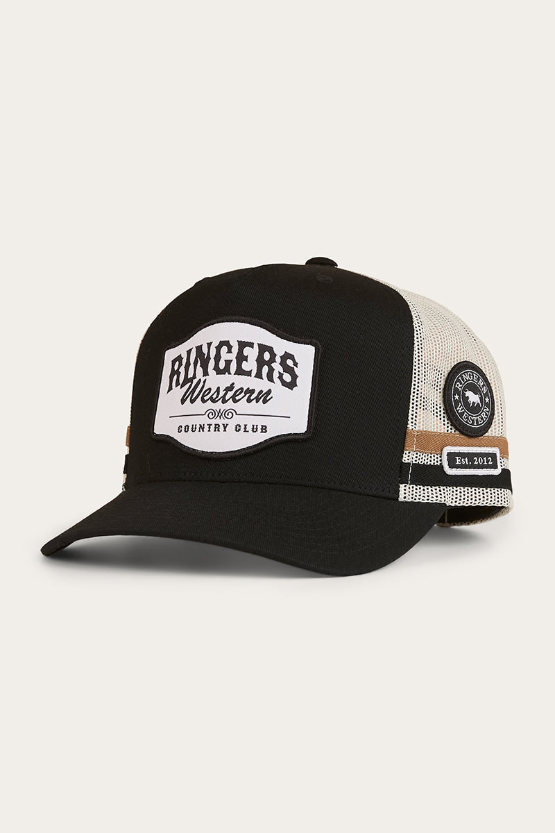 Ringers Western Country Club Deep Fit Trucker Cap -  Black