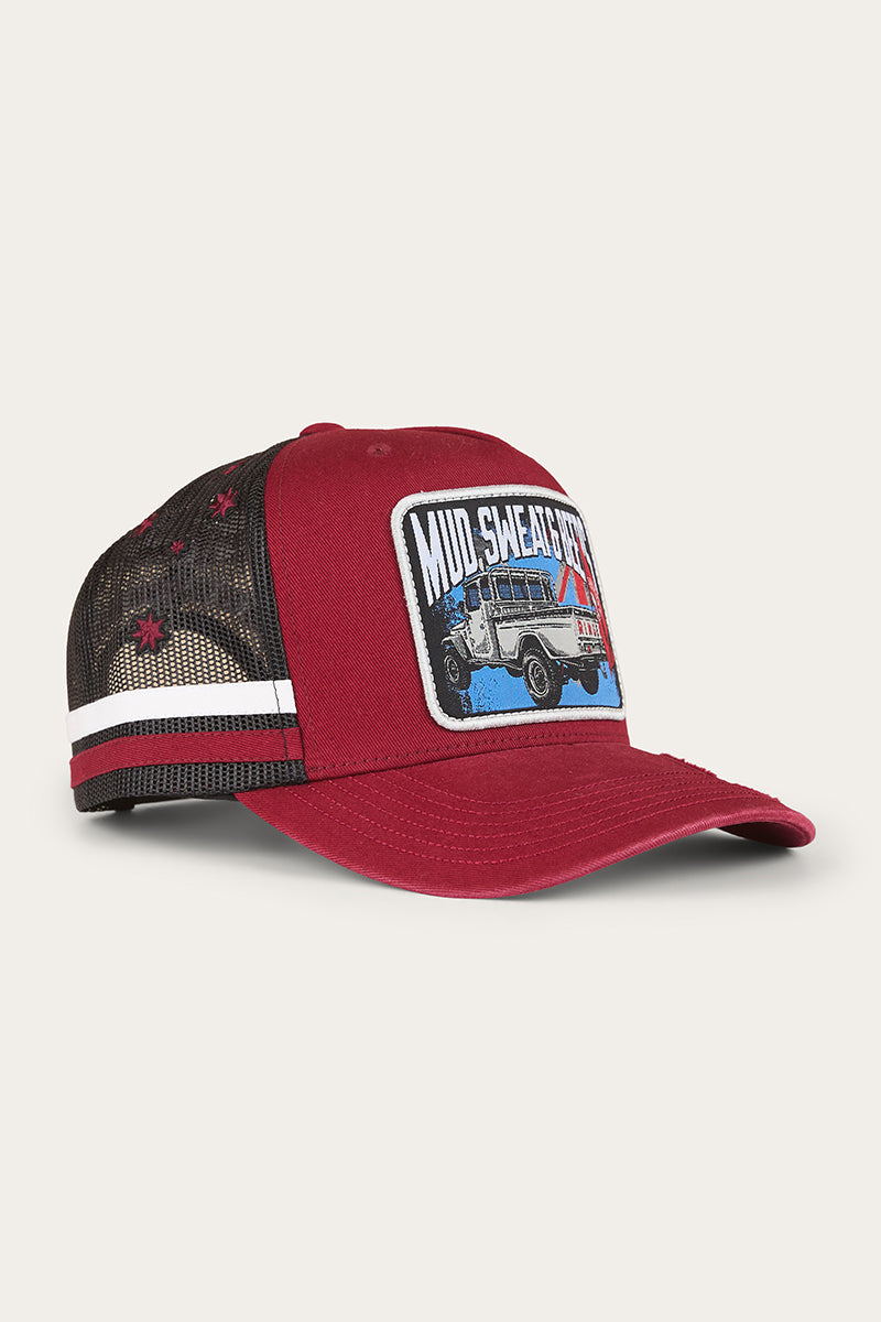 Ringers Western Mud Sweat Beers Deep Fit Trucker Cap - Maroon (view 4)
