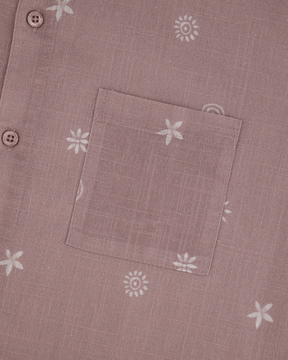 St Goliath Bribie shirt fawn fabric and print detail
