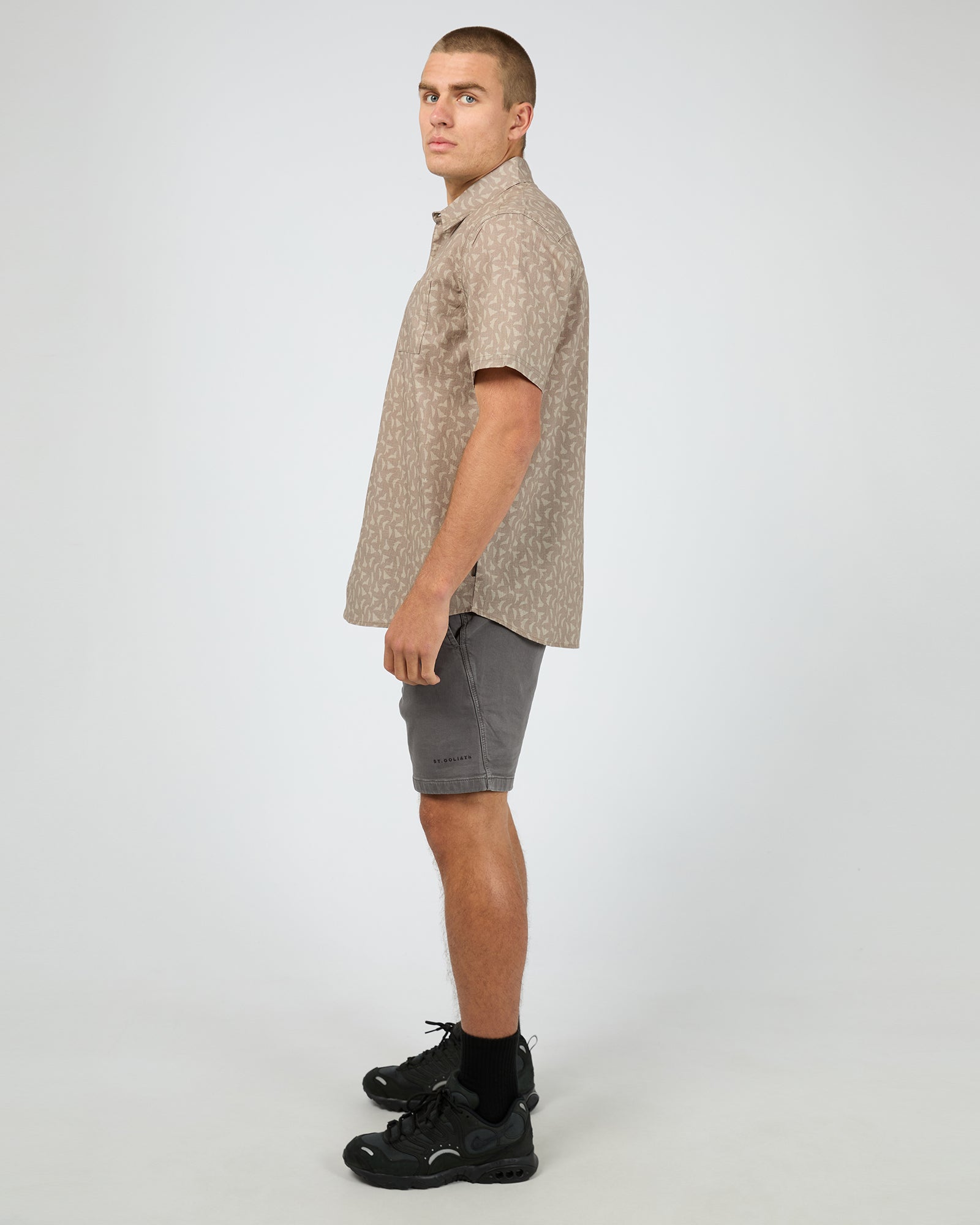 Saint Goliath Portsea Short Sleeve Shirt - Mushroom (view 6)