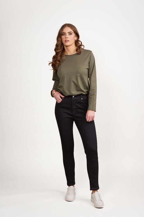 Skinny Leg Ankle Grazer Slim Hip & Thigh Jean - Black Denim - Catani Clothing