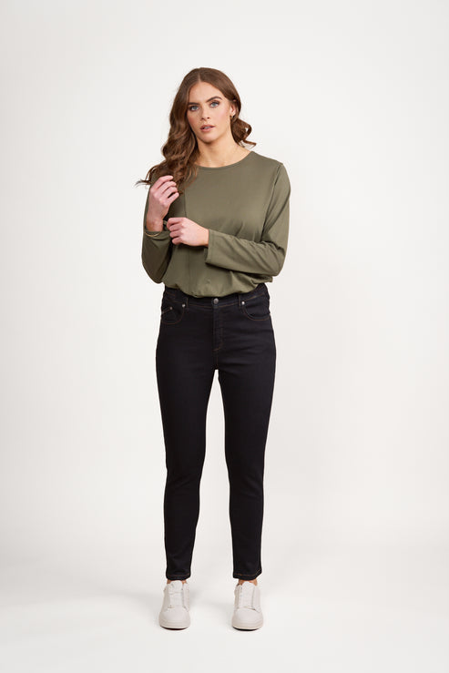 Skinny Leg Ankle Grazer Slim Hip & Thigh Jean - Black Denim - Catani Clothing