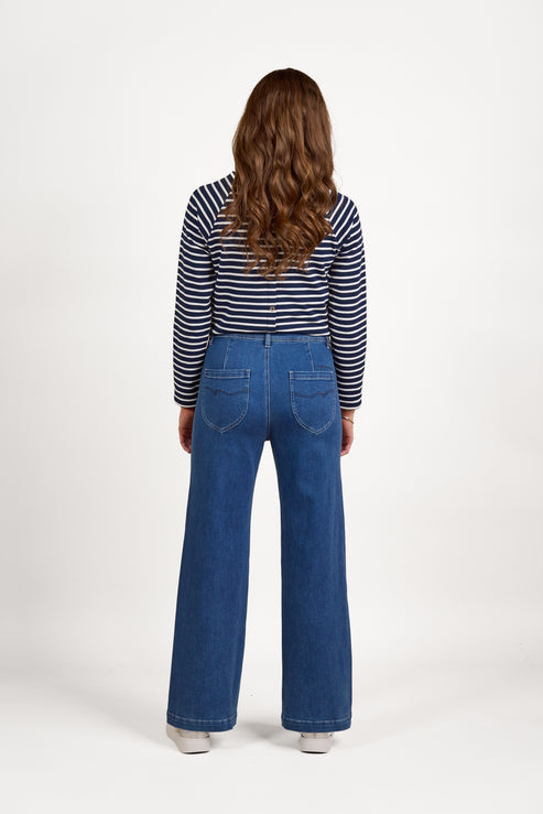 Vassalli Wide Leg Jean - Blue Wash