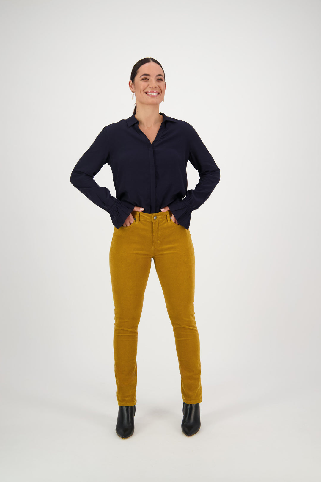 Narrow Leg Pinwale Cord Pant - Mustard