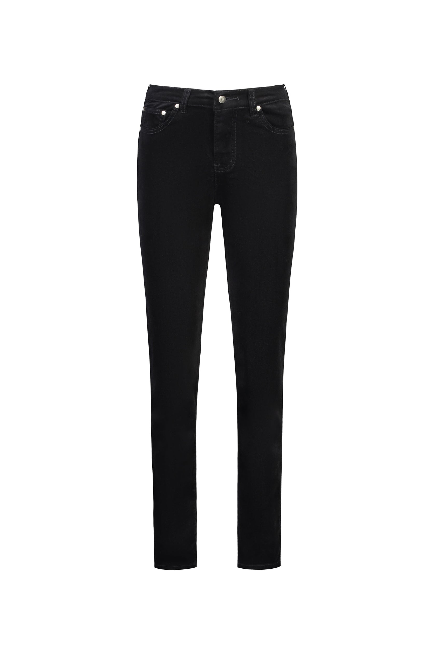Vassalli Straight Leg Full Length Pinwale Cord Pant with Fly - Black (view 6)