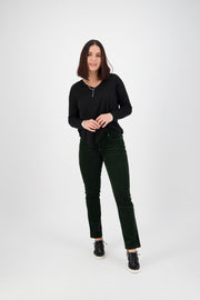 Straight Leg Full Length Pinwale Cord Pant with Fly - Forest - Catani Clothing