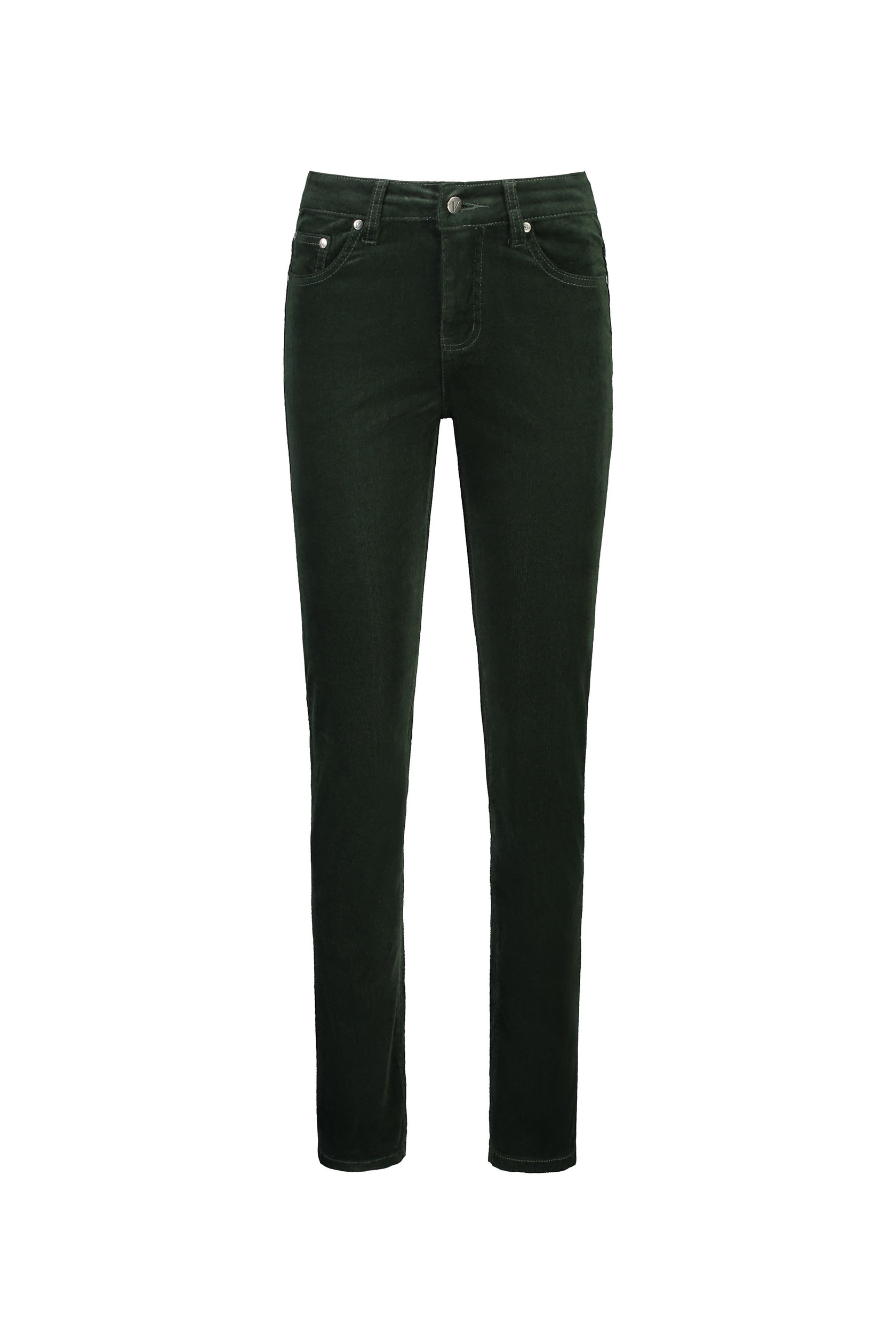 Vassalli Straight Leg Full Length Pinwale Cord Pant with Fly - Forest (view 4)