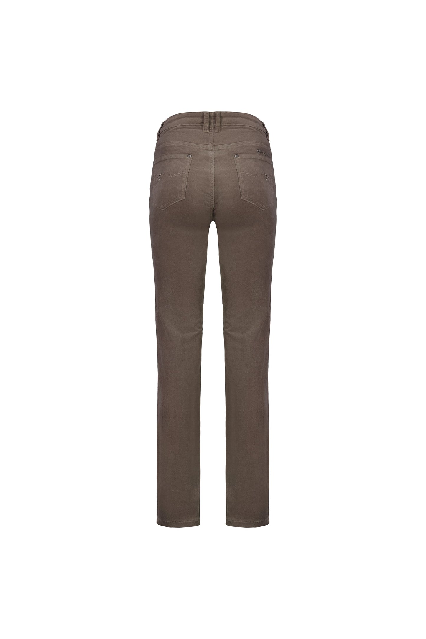 Straight Leg Full Length Pinwale Cord Pant with Fly - Taupe