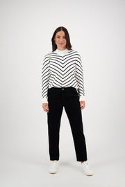 Ankle Grazer Relaxed Boyfriend Cord Pant - Black - Catani Clothing