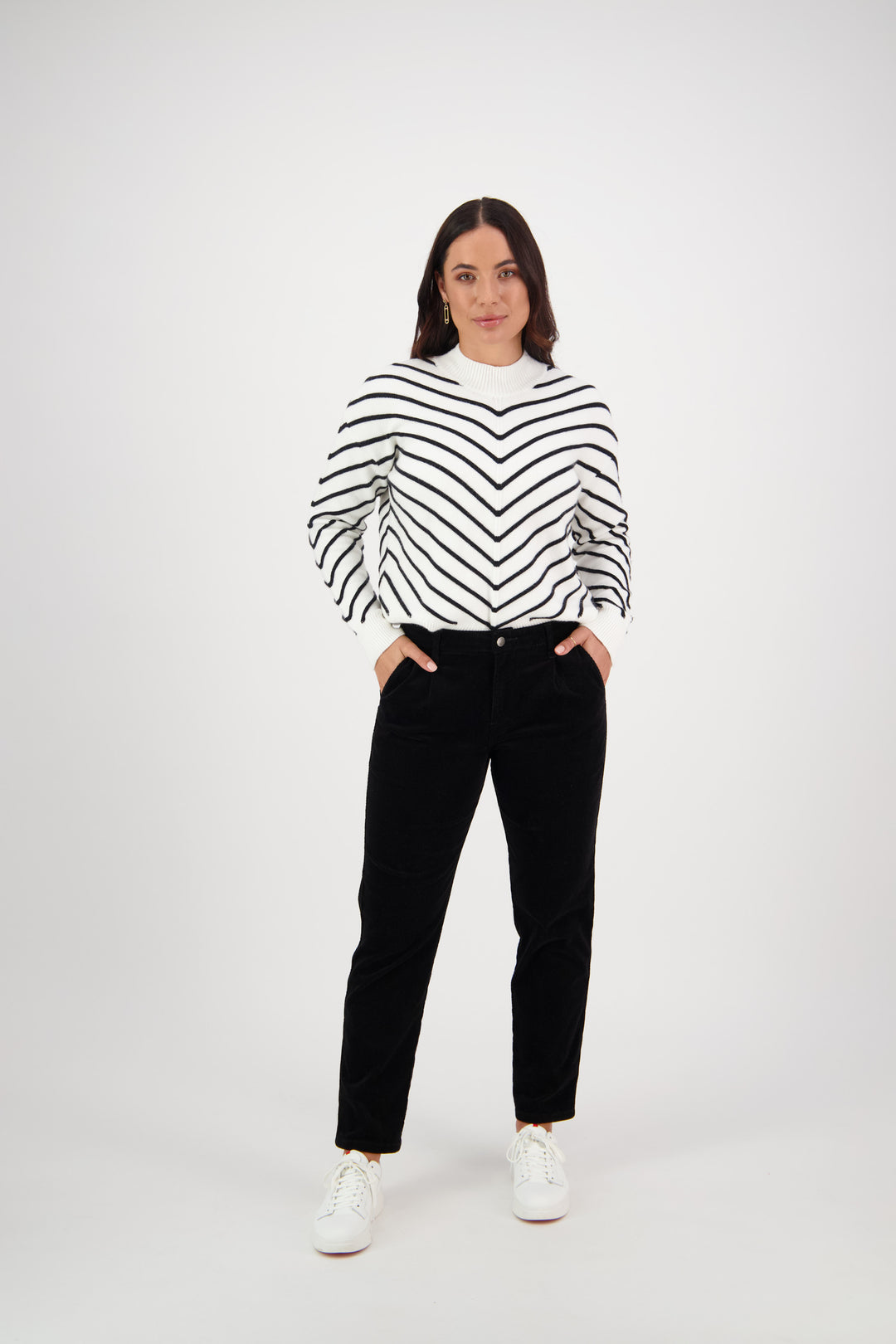Ankle Grazer Relaxed Boyfriend Cord Pant - Black - Catani Clothing