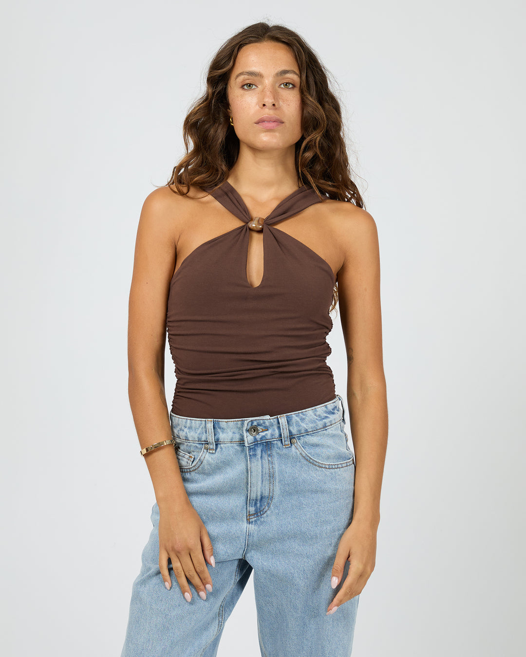 Atlas Halter Bodysuit - Chocolate - Catani Clothing