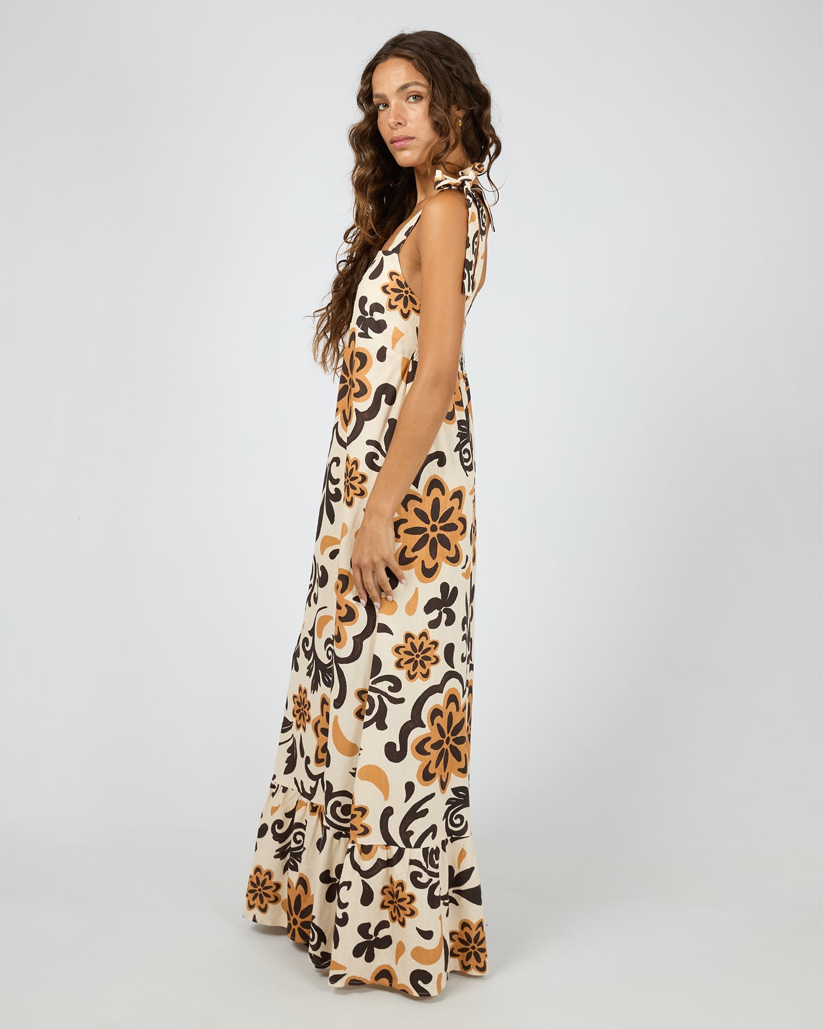 Silent Theory Bloom Maxi Dress Print - worn on model side view