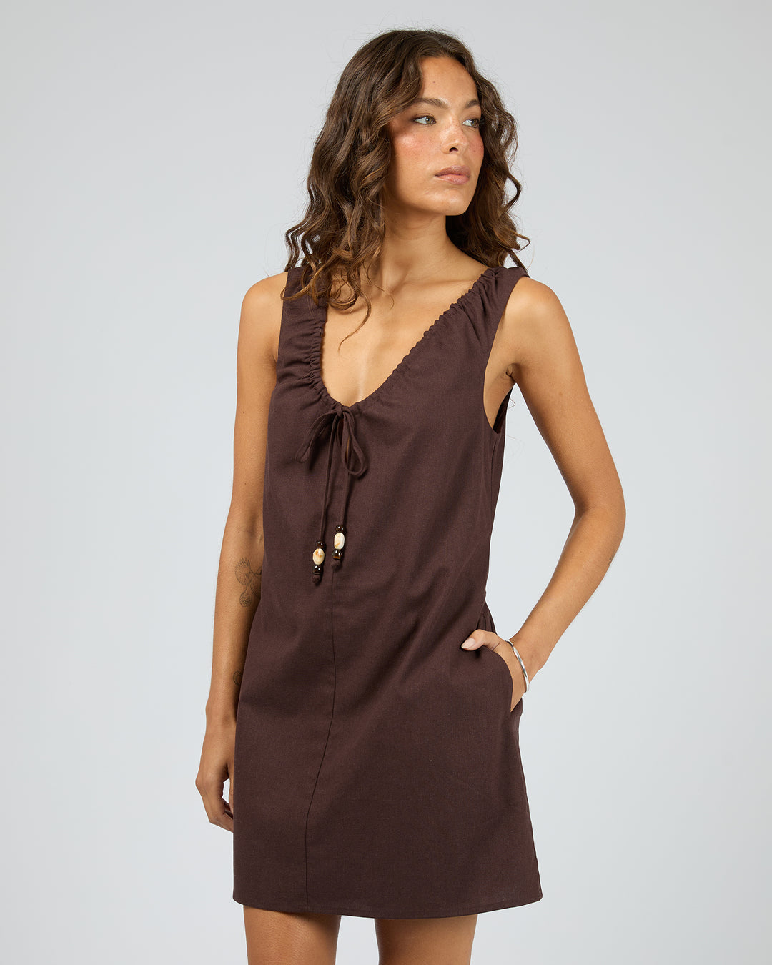 Lenni Mini Dress - Chocolate - Catani Clothing
