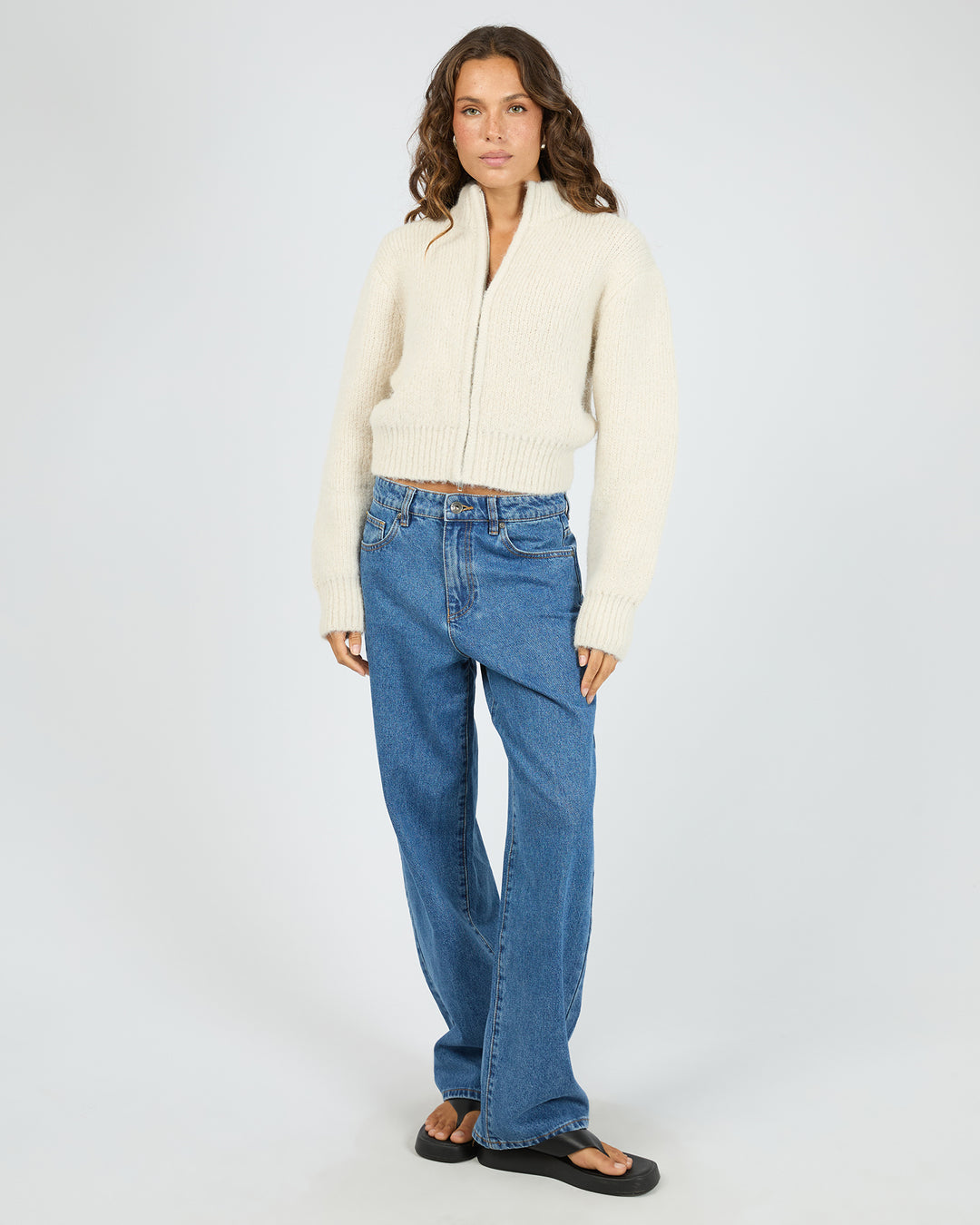 Leila Zip Thru Jumper - Chalk - Catani Clothing