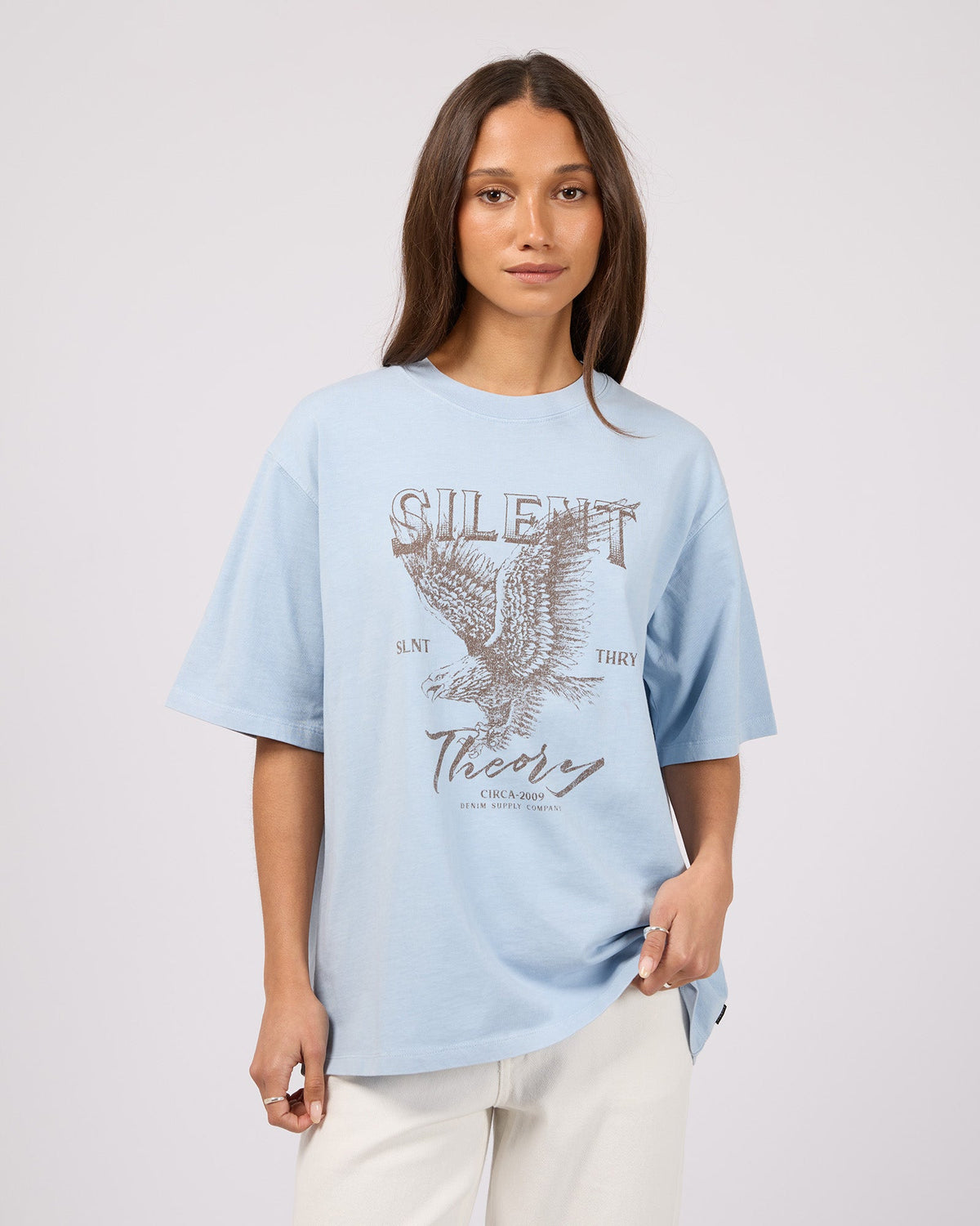 Silent Theory Fundamental Oversized Tee in light blue