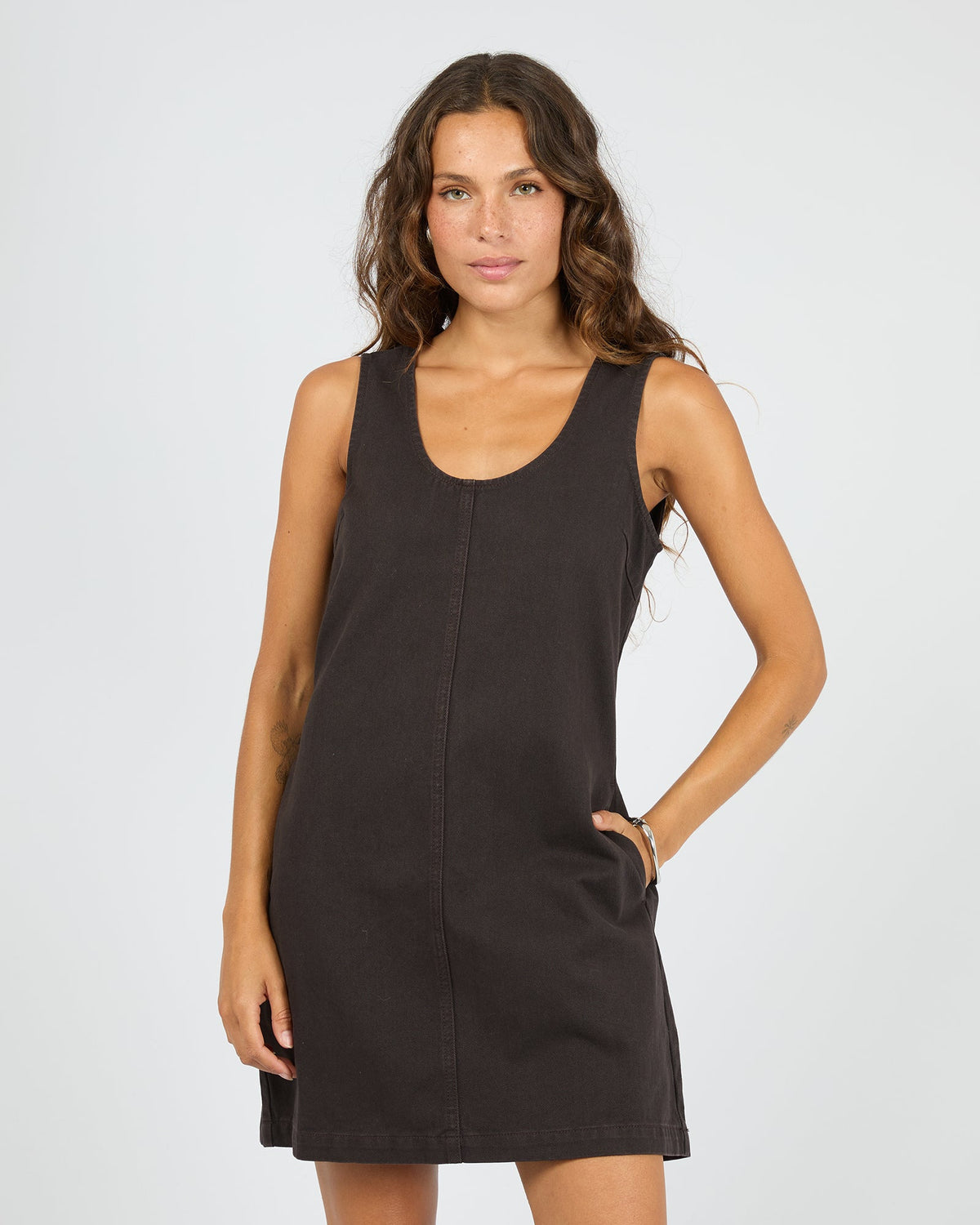 Silent Theory Gemma Mini Dress Chocolate detail