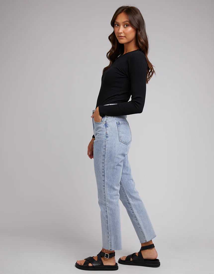 Silent Theory Rib Long Sleeve Tee - Black (view 5)