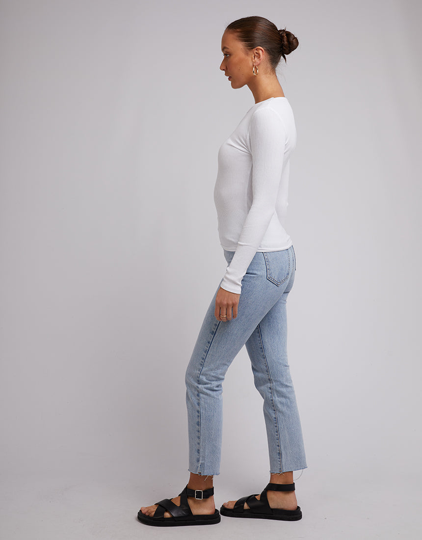 Silent Theory Rib Long Sleeve Tee - White (view 5)