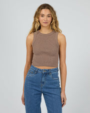 Pia Crop Tank - Brown - Catani Clothing