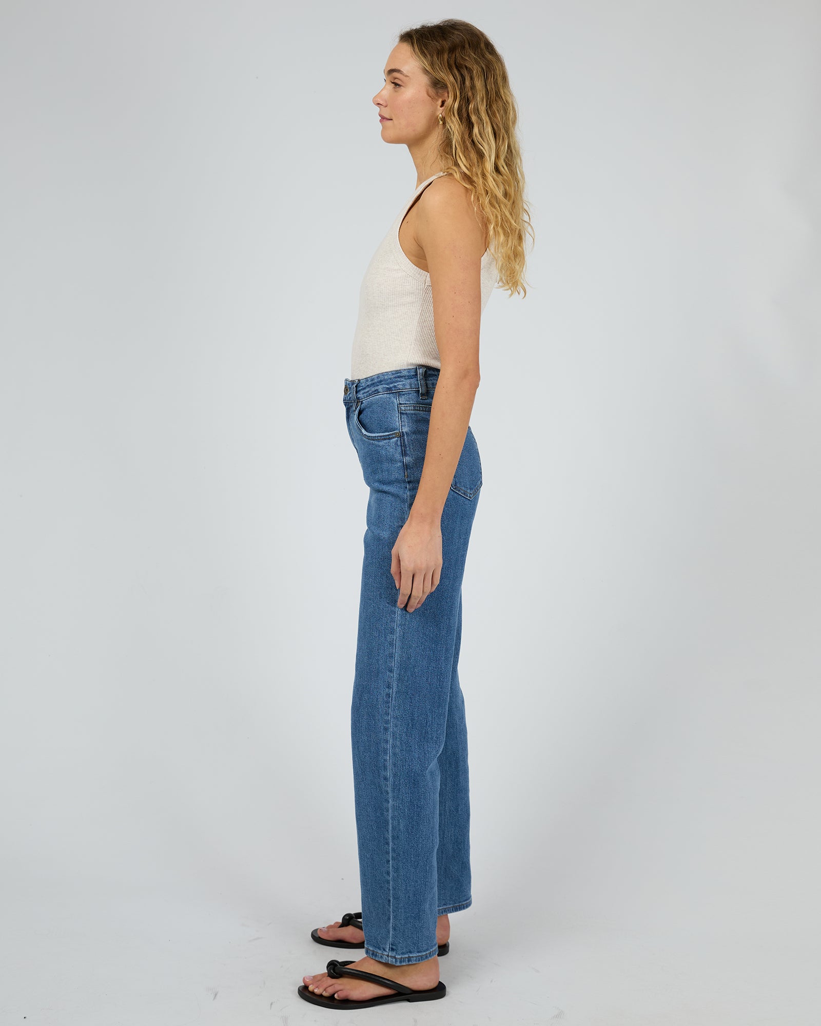 Silent Theory Ella Tank Oat - worn on model side view