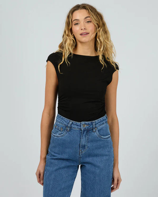 Evie Ruched Top - Black