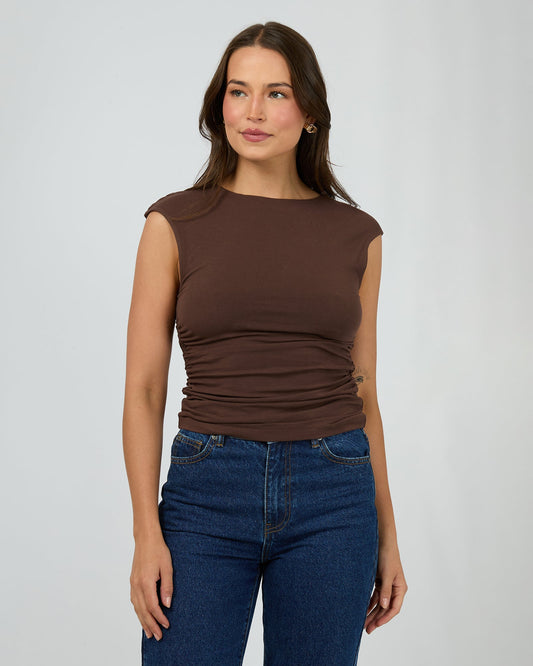 Evie Ruched Top - Choc
