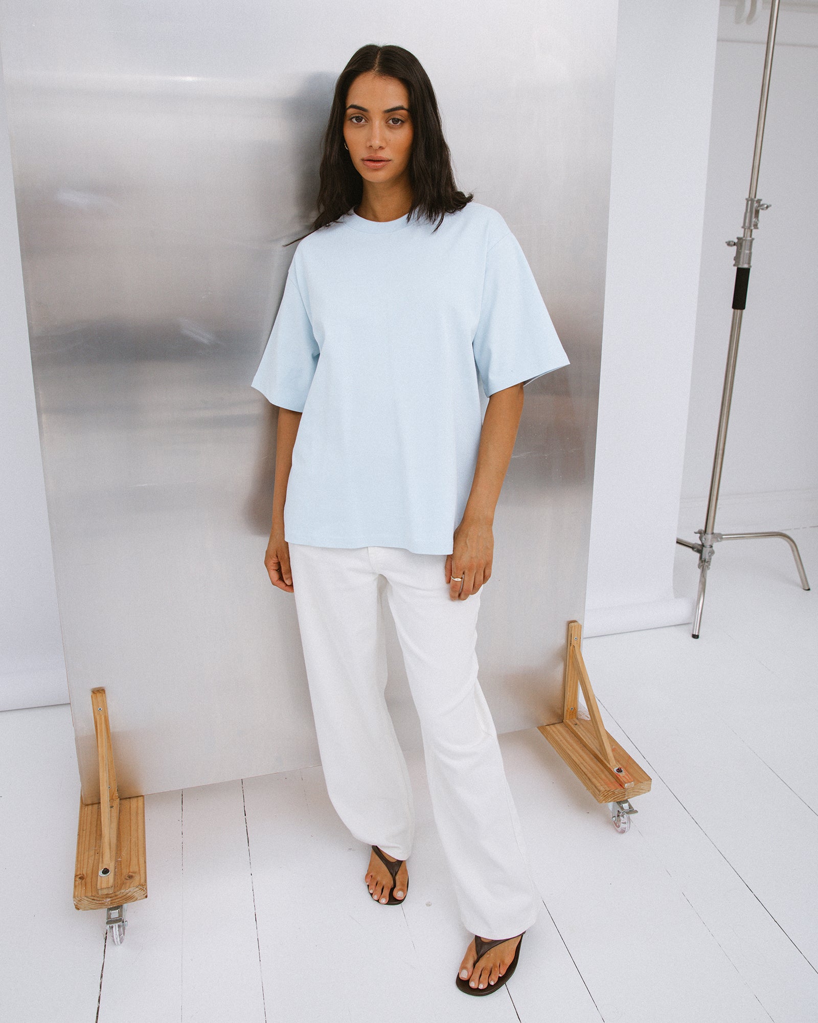 Silent Theory Core Oversized Tee in light blue - front