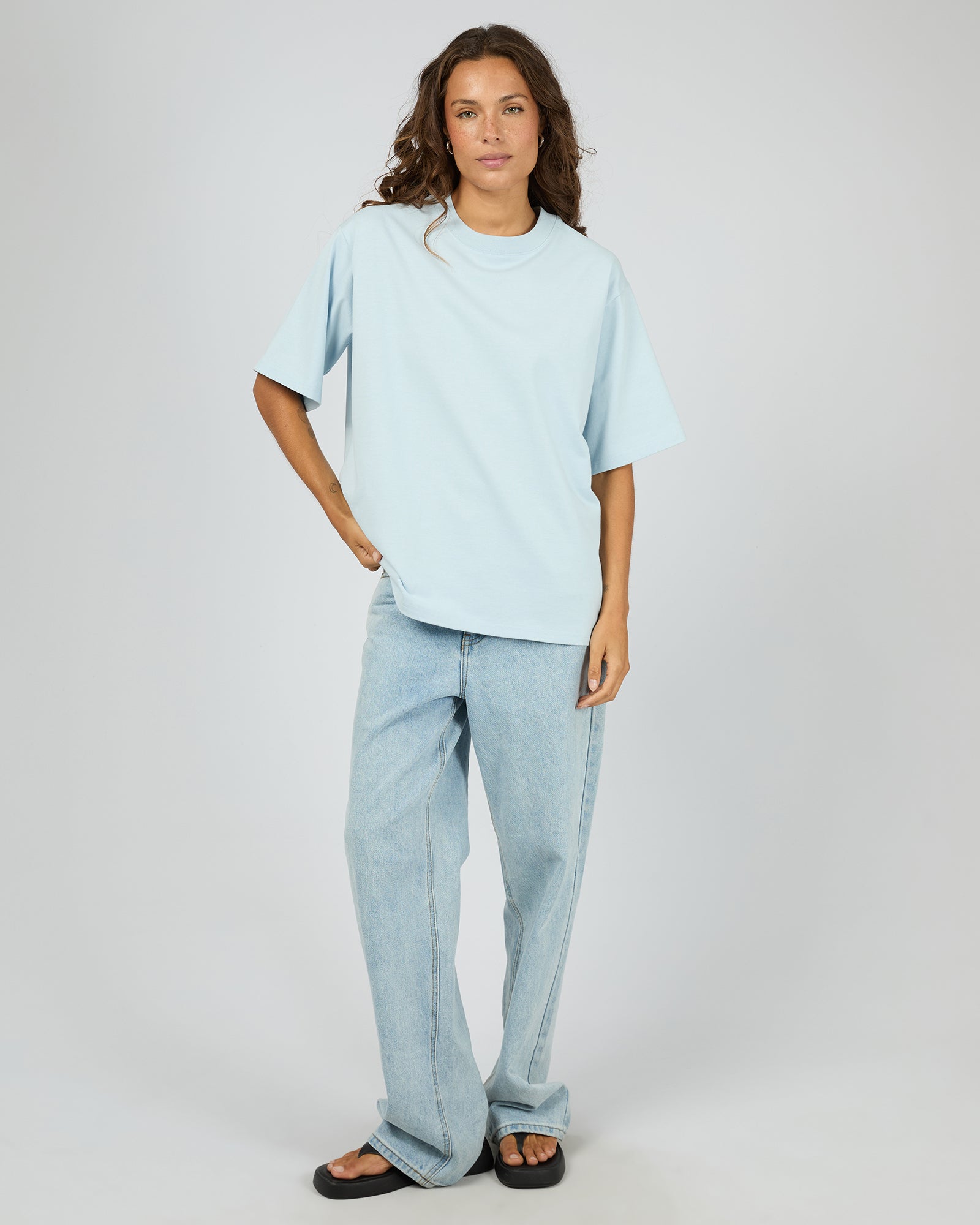 Silent Theory Core Oversized Tee in light blue - detail