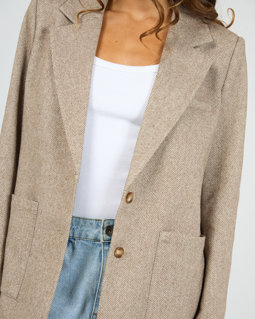 Silent Theory Opal Textured Blazer - Brown (view 5)