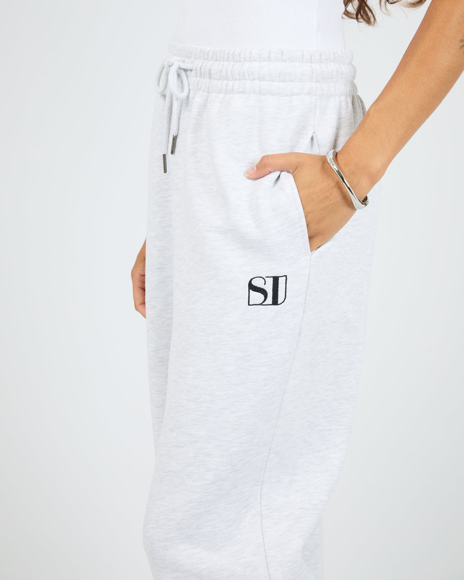Silent Theory Silent Luxe Trackpant - Snow Marle (view 5)