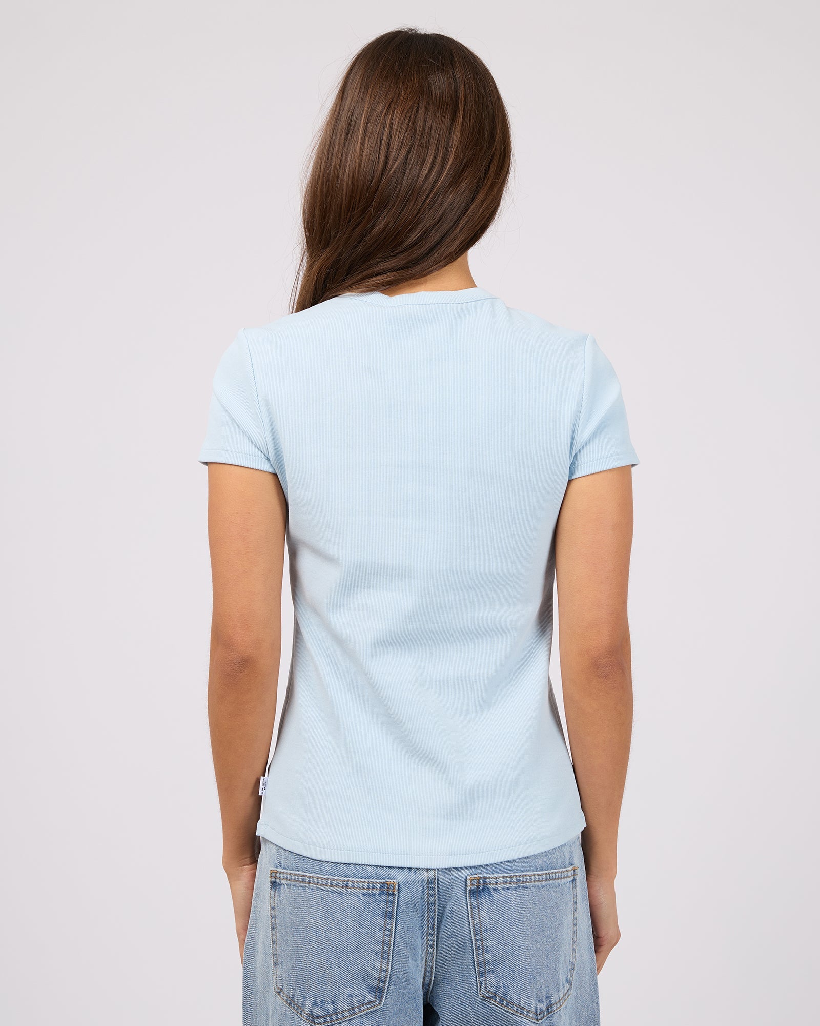 Silent Theory Button Up Short Sleeve Tee in light blue - detail